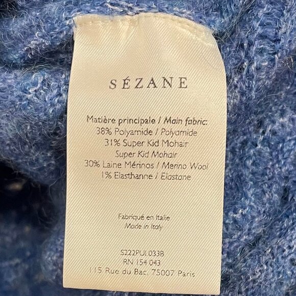 Like New Sezane Lya Mohair Merino Scallop Knit Sweater Blue XS - Picture 6 of 7